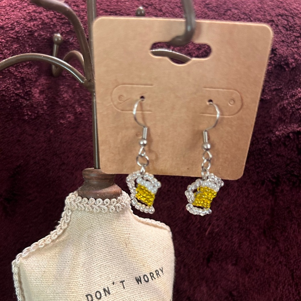 Handmade beer mug earrings